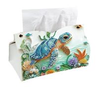 DIY Diamond Dot Tissue Box PU Napkin Holder (Ocean Turtle Floral)