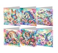 DIY Diamond Greeting Card - Animal Embroidery Arts Craft Kits, Diamond Art Painting for Birthday Thanksgiving Christmas - Folding Crafts Gift #10 Colorful Animals