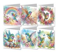 DIY Diamond Greeting Card, Easter Embroidery Arts Craft Cards Kits, Diamond Art Painting Greeting Card Arts for Birthday Thanksgiving Valentine's Day-Hummingbird