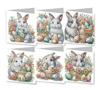 DIY Diamond Greeting Card, Easter Embroidery Arts Craft Cards Kits, Diamond Art Painting Greeting Card Arts for Birthday Thanksgiving Valentine's Day Folding Greeting Card Crafts-#03-Bunny Easter Eggs