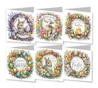 DIY Diamond Greeting Card, Easter Embroidery Arts Craft Cards Kits, Diamond Art Painting Greeting Card Arts for Birthday Thanksgiving Valentine's Day Folding Greeting Card Crafts-#02-Wreath