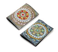 DIY Diamond ID Holder Leather Passport Holder, Diamond Art Painting Creative Design PU Leather ID Holder Passport Protector Cover for Boarding Pass, ID Card, Driver's License-2PC1