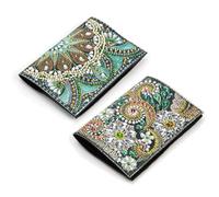 DIY Diamond ID Holder Leather Passport Holder, Diamond Art Painting Creative Design PU Leather ID Holder Passport Protector Cover for Boarding Pass, ID Card, Driver's License-2PC