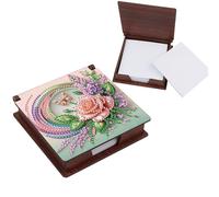 DIY Diamond Note Storage Box, Diamond Art Painting Wooden Message Paper Storage Note Box Reusable Note Boxes, for Work Desk Organization-Pink Flower