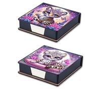 DIY Diamond Note Storage Box with 160 Sticky Notes, Diamond Art Painting Leather Message Paper Storage Note Box Reusable Note Boxes, for Work Desk Organization-2PCS-1