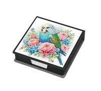 DIY Diamond Note Storage Leather Box with 160 Sticky Notes, Diamond Art Painting Message Paper Storage Note Box Reusable Note Boxes, for Work Desk Organization-Parrot
