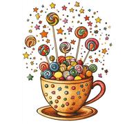 DIY Diamond Painting Adults, Candy Water Cup 5D Round Diamonds Arts, Mosaic Embroidery Paints Crafts Set, for Suitable 6+ Children, Valentine's Day Girl Gift, Home Office Wall Decor 80x160cm P0CL-721