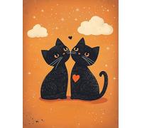 DIY Diamond Painting Adults, Sunset Cat 5D Round Diamonds Arts, Mosaic Embroidery Paints Crafts Set, for Suitable 6+ Children, Valentine's Day Girl Gift, Home Office Wall Decor 40x80cm P0CL-741