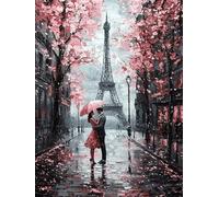 DIY Diamond Painting Adults, The Eiffel Tower On Rainy Days 5D Round Diamonds Arts, Mosaic Embroidery Paints Crafts Set, Valentine's Day Girl Gift, Home Office Wall Decor 60x120cm P0CL-840