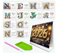 DIY Diamond Painting Art 2026 Calendar, 12 Month Flip Planner with to Do List, Desk Tabletop Thick Paper Monthly Calendar for Home Office Decoration(L12)