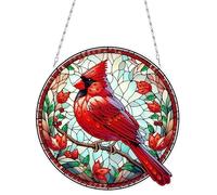 DIY Diamond Painting Art Painting Pendant with Chain, Diamond Painting Pictures, Creative 5D Diamond Painting, Wall Hanging Kits for Window, Wall, Entrance, Garden, Decor, Cardinal