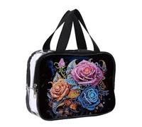 DIY Diamond Painting Bling Rhinestone Makeup Bag Large Capacity Crystal Rhinestone Cosmetic Bag Transparent Diamond Dot Storage Bag for Cash Daily & Travel, #8