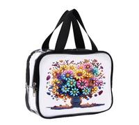 DIY Diamond Painting Bling Rhinestone Makeup Bag Large Capacity Crystal Rhinestone Cosmetic Bag Transparent Diamond Dot Storage Bag for Cash Daily & Travel, tree