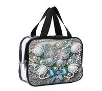 DIY Diamond Painting Bling Rhinestone Makeup Bag Large Capacity Crystal Rhinestone Cosmetic Bag Transparent Diamond Dot Storage Bag for Cash Daily & Travel, butterfly