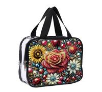 DIY Diamond Painting Crystal Rhinestone Cosmetic Bag Zipper Closure Diamond Dot Diamond Storage Pack Large Capacity 5D Diamond Painting PVC Pouch for Cash Carry Daily Use Travel