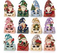 DIY Diamond Painting Greeting Cards, 12pcs Christmas Text Standing Cards，Goblin