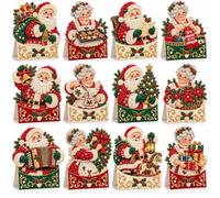 DIY Diamond Painting Greeting Cards, 12pcs Christmas Text Standing Cards，Mrs. Claus