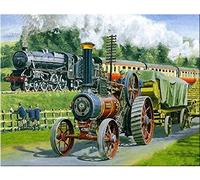 DIY Diamond Painting Kit Full Drill 5D Paint by Number Kits Rhinestone Embroidery Pictures Arts for Home Wall Decor Gifts Adults and Kids 30X40Cm Steam Engine Train