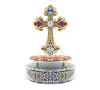 DIY Diamond Painting Music Box Kits with Color Changing LED Lights Special Shaped Diamond Art Desktop Ornament Handmade Gift for Girls Women Birthday Mother's Day Christmas (Cross 4)