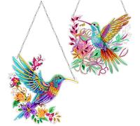 DIY Diamond Painting Pendant with Chain, 5D Diamond Painting Wreath Set, Diamond Painting Butterfly Wall Hanging Kits for Window, Wall, Entrance, Decor-2 Pieces