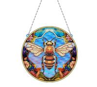 DIY Diamond Painting Pendant with Chain, Diamond Painting Pictures, Creative 5D Diamond Painting, Wall Hanging Kits for Window, Wall, Entrance, Garden, Decoration, Bee