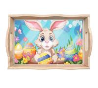 DIY Diamond Painting Tray Diamond Art Painting Pallet Handmade Wooden Tray Dinner Plate Tea Tray Coffee Tray Diamond Painting Mandala Gift (Easter Bunny 02)