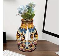 DIY diamond painting vase set,Wise Owl hollow test tube flower vase, ideal desktop decoration and thoughtful female gift, suitable for home living room desktop potted plant decoration
