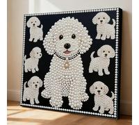 DIY Diamond Pearl Painting Kit for Adults Animals, Beginner Friendly Craft Kits with Frame 30x30cm, Home Decor Housewarming Gift, Diamond Dots Beads Canvas Art for Wall Decor-Puppy