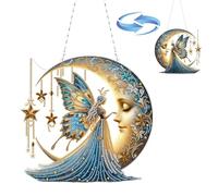 DIY Diamond Pendant Diamond Art Painting Moon Fairy Creative Design PVC Home Decoration Pendant (Double-Sided Pattern Single-Sided Diamond)-#04-Moon Fairy