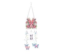 DIY Diamond Spring Series Pendant Painting Wind Chime, DIY Diamond Art Kits, Acrylic Home Decoration Wind Chime Pendant for Home Indoor Outdoor-Butterfly-B