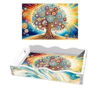 DIY Diamond Tray Diamond Art Painting ABS Tray Kit, Food Tray with Handle Diamond Table Decoration Tray, for Breakfast Bar Dinner Table Diamond Gem Art Set for Beginners-#15-Tree