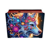 DIY Diamond Wooden Cash Coin Digital Piggy Bank, Piggy Banks Diamond Art Painting Christmas Creative Design Coin Savings Bank with Digital Piggy Banks-Wolf