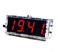 DIY Digital LED Clock Kit 4-Digit Nixie Style Display With Auto Brightness Alarm Temperature For Electronics Enthusiasts Home Desk(red)