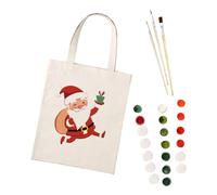 DIY Digital Oil Painting Canvas Bag, Reusable Shopping Bags Foldable, Extra Strong Long Handle Ideal for Shopping-Santa Claus
