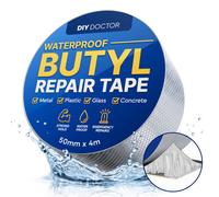 Diy Doctor 50mm X 4M Butyl Waterproof Tape Silver Roof Sealant Strip With Foil Backing
