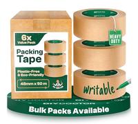DIY Doctor 6 Rolls Brown Paper Packing Tape - Eco-Friendly Kraft Packaging Tape (48mm x 50m) - Strong Paper Parcel Tape for Shipping, Boxes & DIY Projects