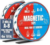 DIY Doctor A+B Self Adhesive Magnetic Tape for Fly Screens & Mosquito Nets (4m), Cut to Fit Magnetic Strip, 2m + 2m A & B Polarity Thin Tape for DIY Projects