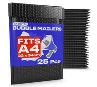 DIY Doctor A4 Padded Envelopes, 25 Pieces, Black Bubble Mailers 22 x 34 cm, Self-Seal Bubble Wrap Envelopes for Shipping & Packaging, Eco-Friendly Mailer Bags for Small Business
