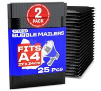 DIY Doctor A4 Padded Envelopes, 50 Pieces, Black Bubble Mailers 22 x 34 cm, Self-Seal Bubble Wrap Envelopes for Shipping & Packaging, Eco-Friendly Mailer Bags for Small Business