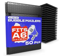 DIY Doctor A6 Padded Envelopes, 50 Pieces, Black Bubble Mailers 11 x 16.5 cm, Self-Seal Bubble Wrap Envelopes for Shipping & Packaging, Eco-Friendly Mailer Bags for Small Business