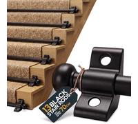DIY Doctor Black Stair Rods 13 Pack for Stair Runner Carpet up to 70cm | Turned Ball Finials, Twin Locking Brackets, Rigid Metal Tube With Rust-Resistant Coating. Cut to Length if Required.