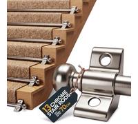 DIY Doctor Chrome Stair Rods 13 Pack for Stair Runner Carpet up to 70cm | Turned Ball Finials, Twin Locking Brackets, Rigid Metal Tube With Rust-Resistant Coating. Cut to Length if Required.