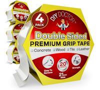 DIY Doctor Double Sided Carpet Tape, Heavy Duty, 20m x 21mm, 4 Pack | No Residue When Removed · Extra Strong Sticky Grip for Rugs