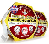 DIY Doctor Heavy Duty Double Sided Carpet Tape - 20m long x 21mm wide (2 pack), No Residue Extra Strong Sticky Rug Grip Adhesive Tape, Ideal for Home & Professional Use