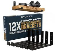 DIY Doctor Heavy-Duty Scaffold Board Shelf Brackets, Set of 12, 23.5cm, Black Industrial & Rustic Metal Shelf Supports, Wall-Mounted Storage & Home Décor