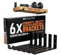 DIY Doctor Heavy Duty Scaffold Board Shelf Brackets, Set of 6, Black | 23.5cm · Industrial Rustic Metal · Wall-mounted Storage and Home Décor