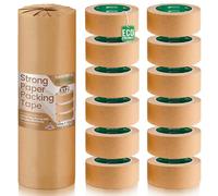 DIY Doctor Paper Packing Tape - Premium Brown Paper Tape for Packing Boxes 12 Pack - Brown Paper Tape for Strong Parcel Packaging - Eco Packing Tape - Recyclable & Eco Friendly