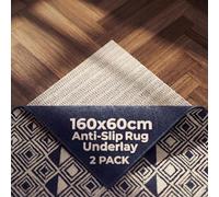 DIY Doctor Rug Gripper (2 Pack) - 160x60cm Non-Slip Matting Roll - Anti Slip Rug Underlay for Hardwood, Tile & Laminate - Rug Grip Stopper & Non-Slip Mat for Floors