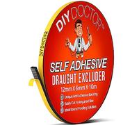 DIY Doctor Self Adhesive Draught Excluder Foam Tape - 1x 10metres(L) x 12mm(W) x 6mm(D) Black Draught Excluder for Doors & Windows - Draft Excluder for Doors & Windows - Gap Door & Window Seal Strip