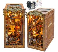 DIY Dollhouse Bookniche Decoration, DIY Bookniche Insert Set, 3D Wooden Puzzle with LED Lighting, Wooden Book Insert Model Making for Bookends
